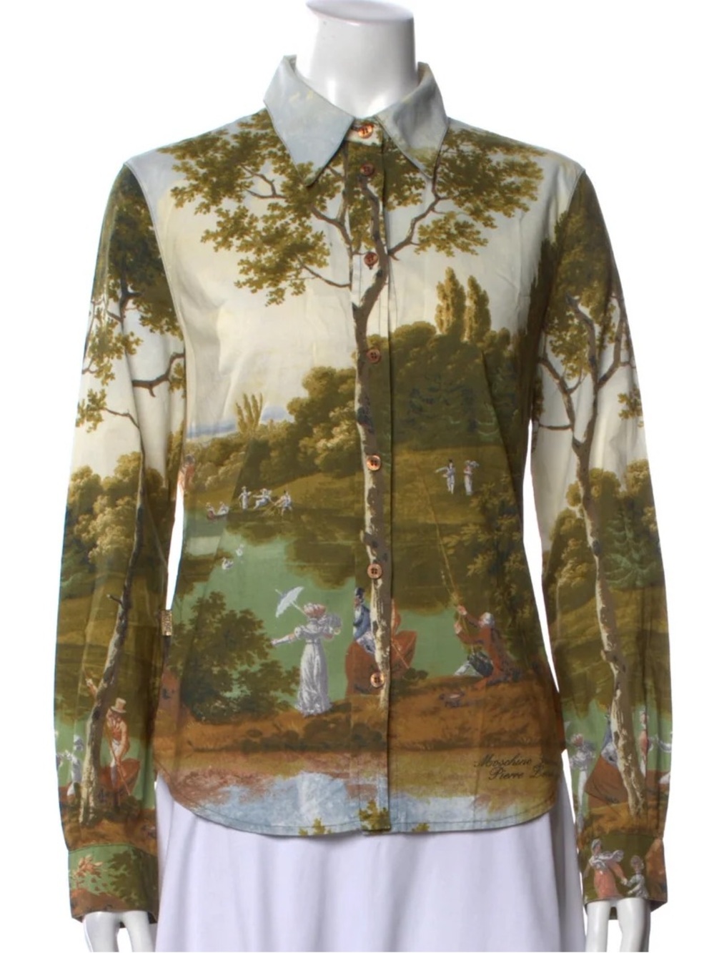 VINTAGE MOSCHINO landscape artwork button down 2000’s